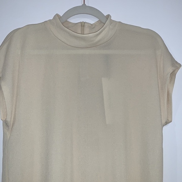 CALVIN Klein Tan Chai Mockneck Short-Sleeve Top size Medium - Picture 4 of 14